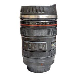 CANON CANIAM Camera Lens EF Coffee Mug TRAVEL TUMBLER FADED